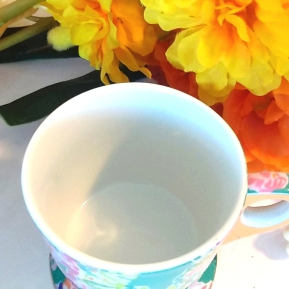 LILLY PULITZER GREEN CORAL COFFEE MUG TEA CUP SIZE 12oz. - Picture 4 of 8